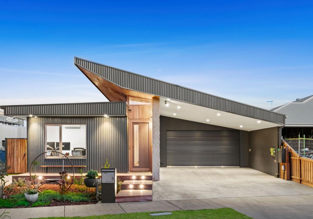 A Modern Design home in Point Lonsdale with an angle roof